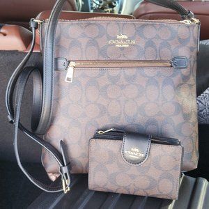 Authentic Coach crossbody and wallet set